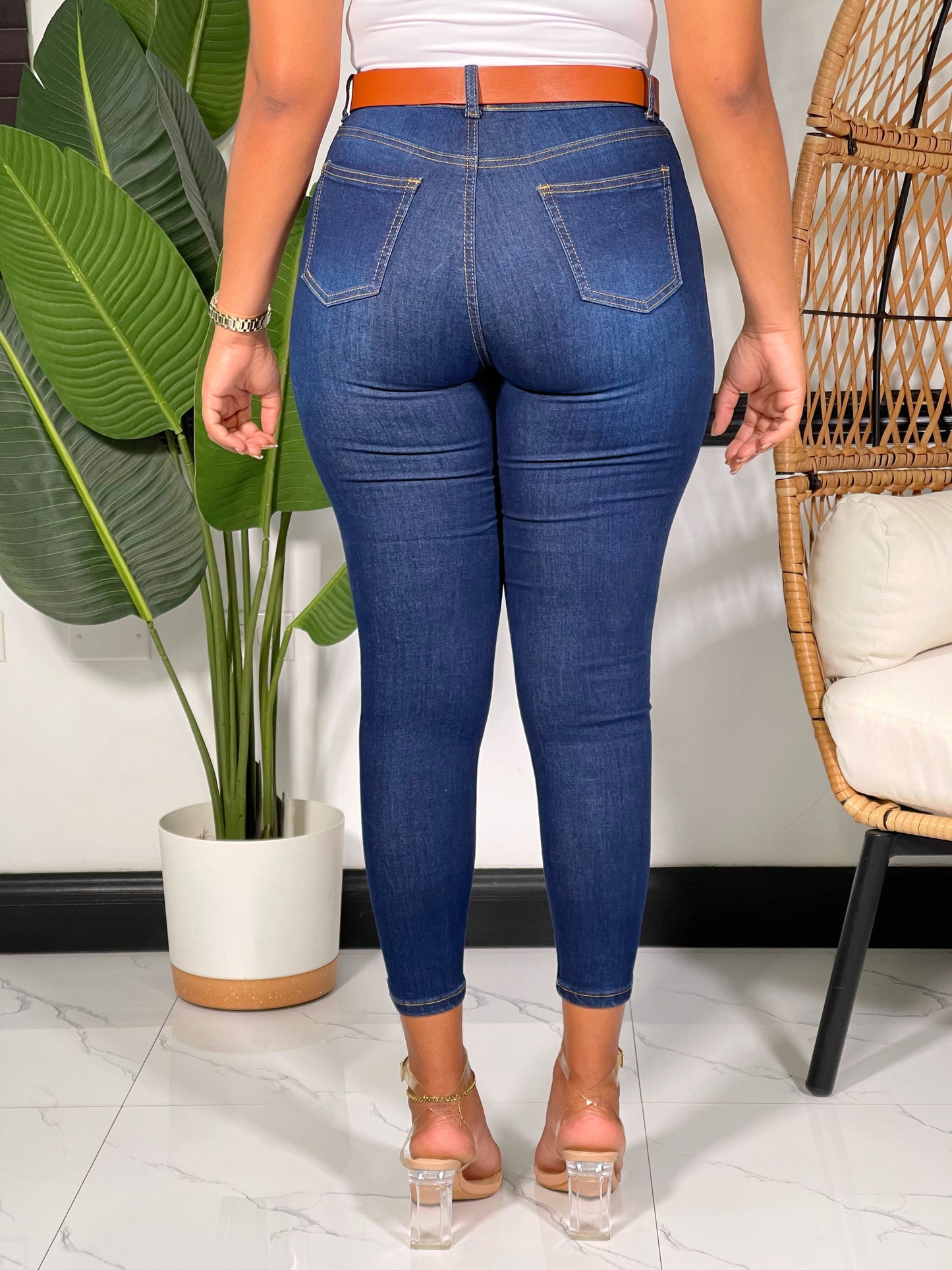 Kiki High Waist Skinny Jeans-NDark Blue