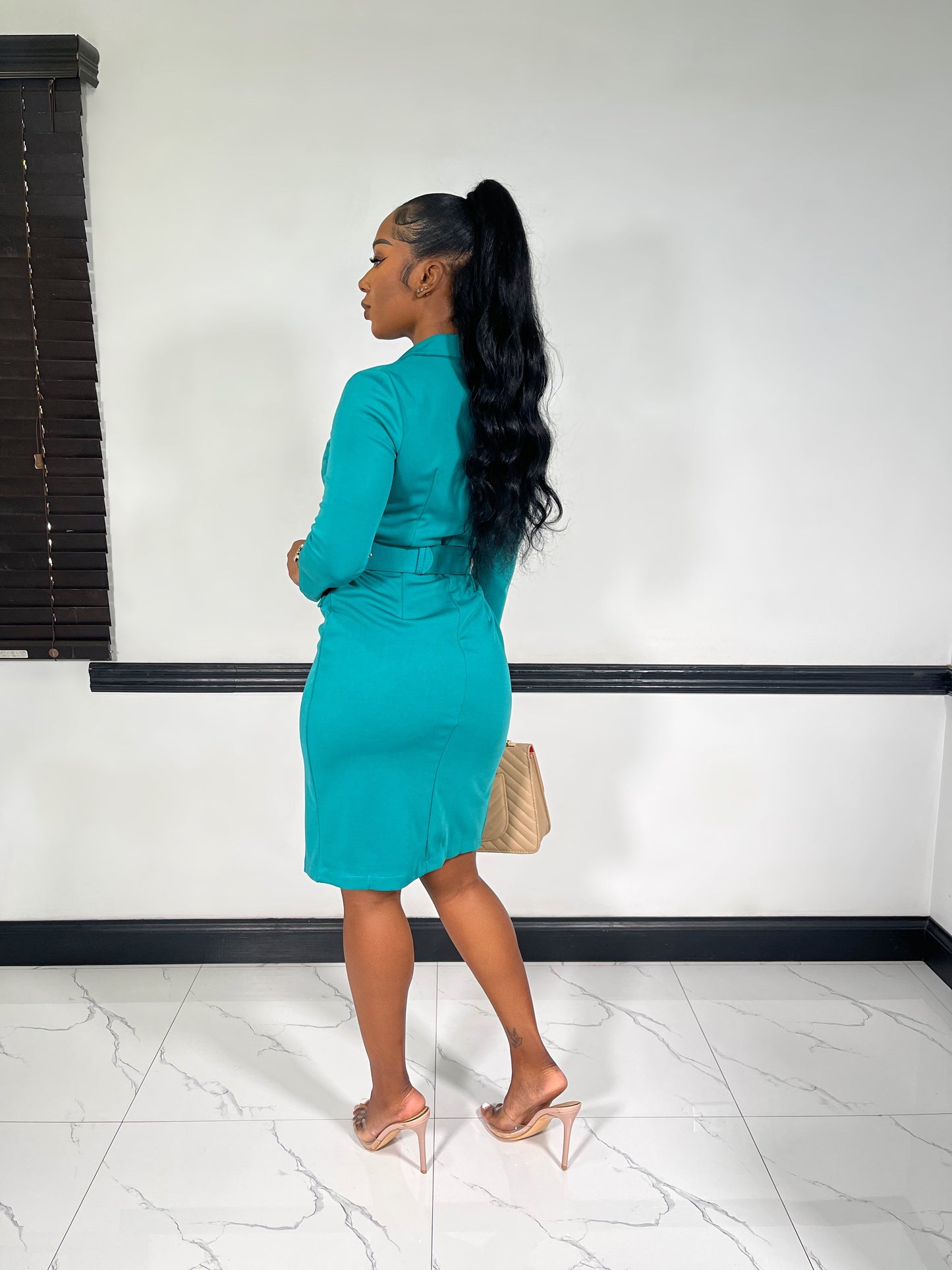 Desk To Dinner Midi Dress-Green