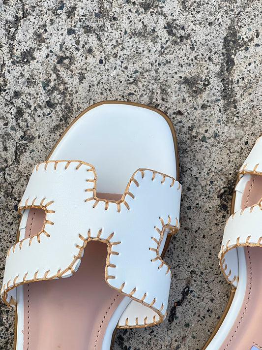 Abigail Slip On Sandals-White