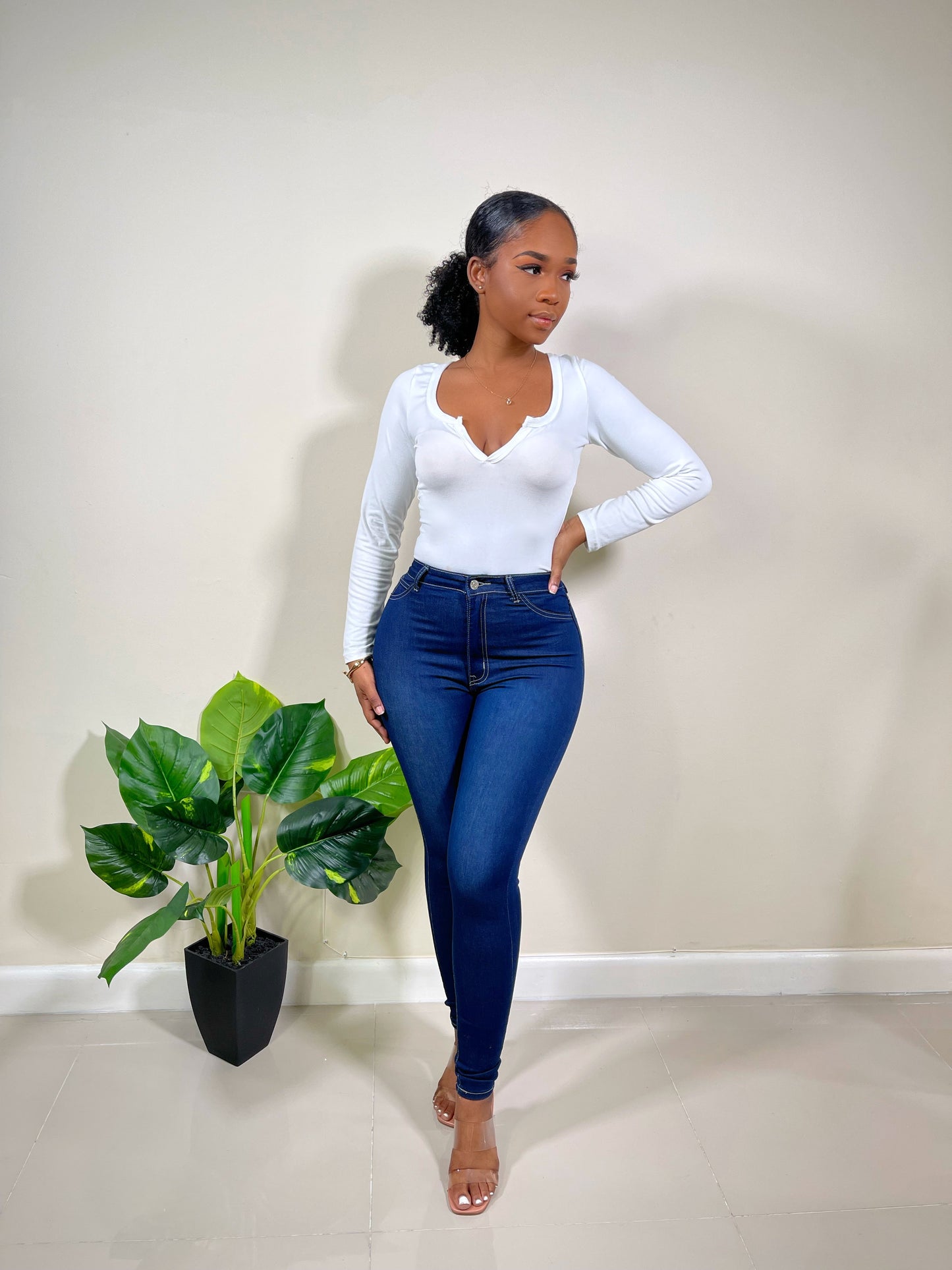 Becky High Waist Skinny Jeans-Ink