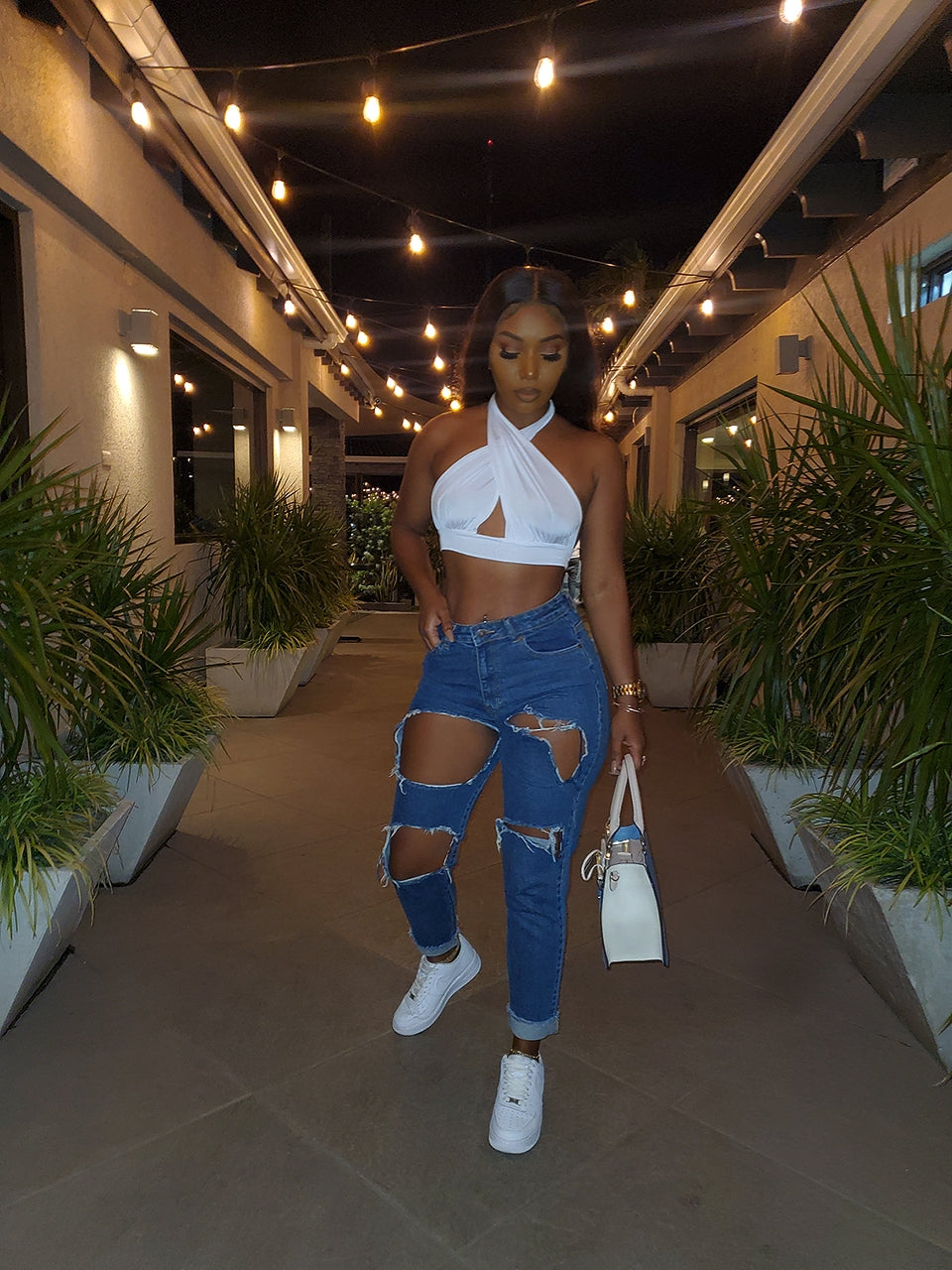 Back To The Streets Distressed Mom Jeans-Blue