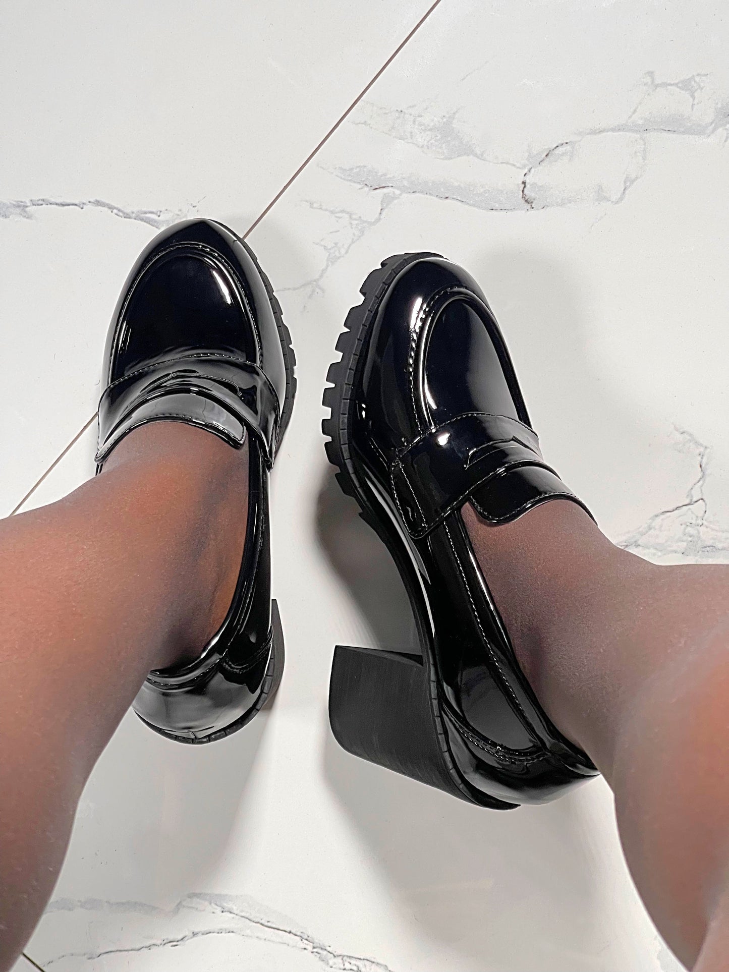 Boss Babe Platform Loafers Heels-Plain Black II(Restocked)