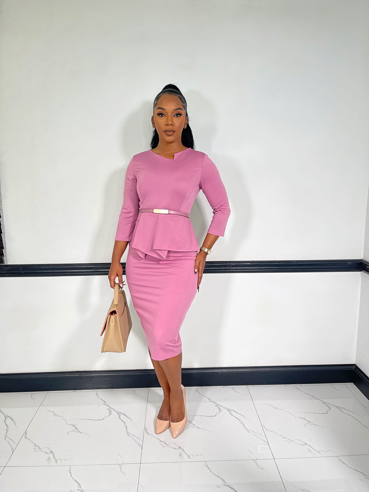 Sophisticated Muse Midi Dress-Light Purple