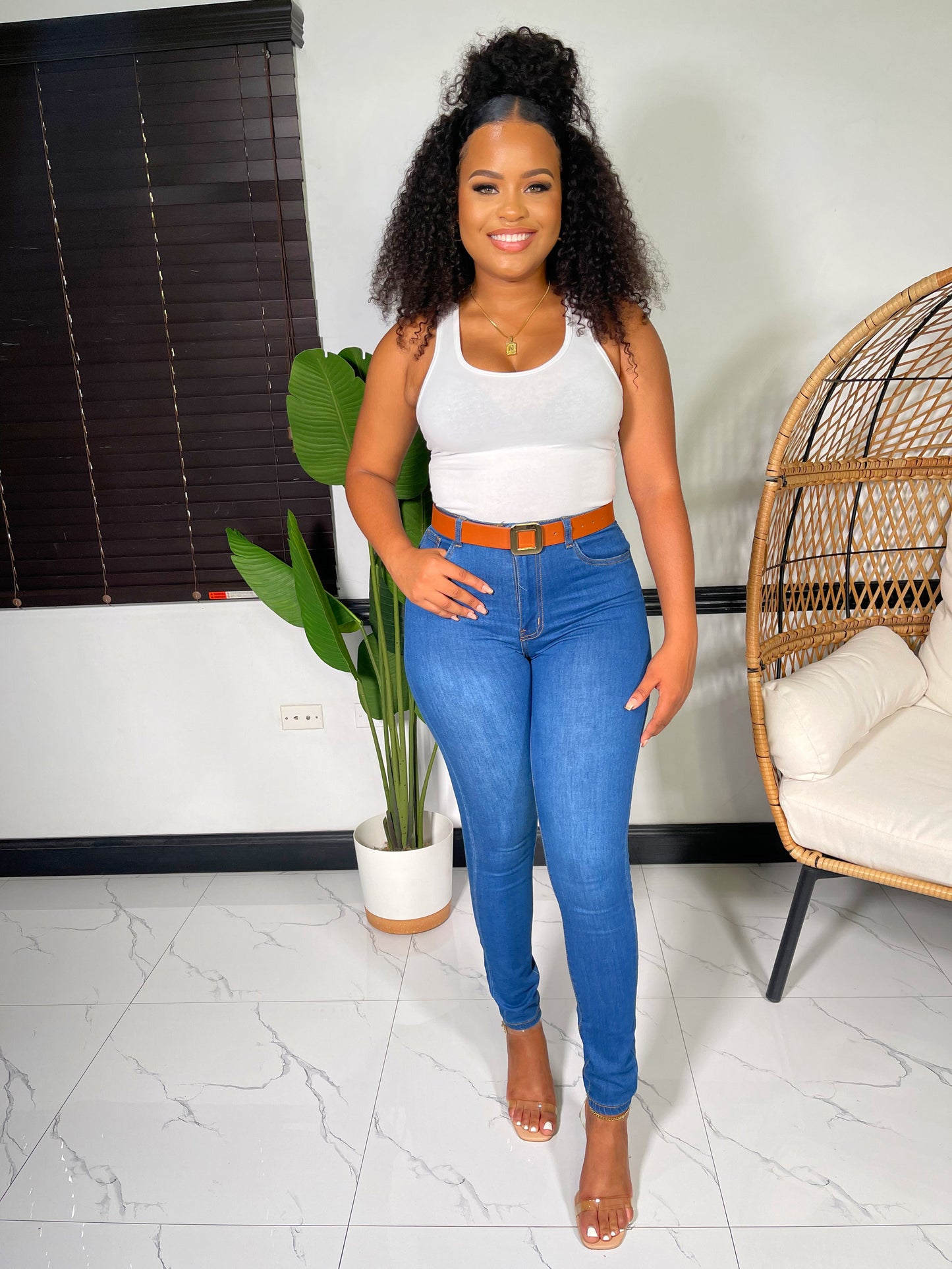 Yasmin High Waist Skinny Jeans-Indigo