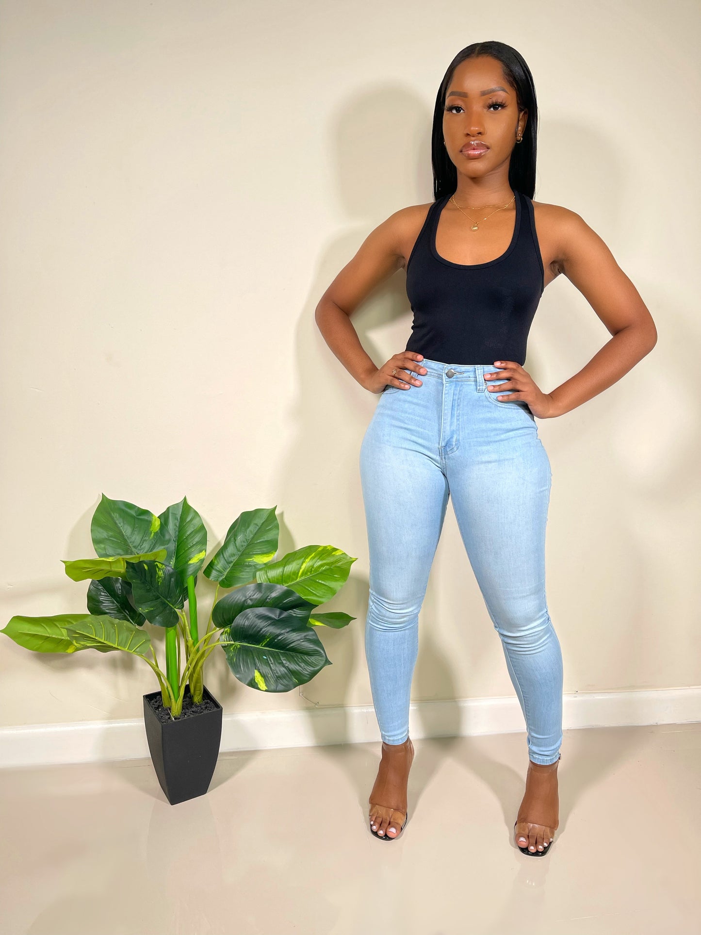 Yasmin High Waist Skinny Jeans-Light Wash