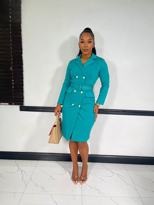 Desk To Dinner Midi Dress-Green