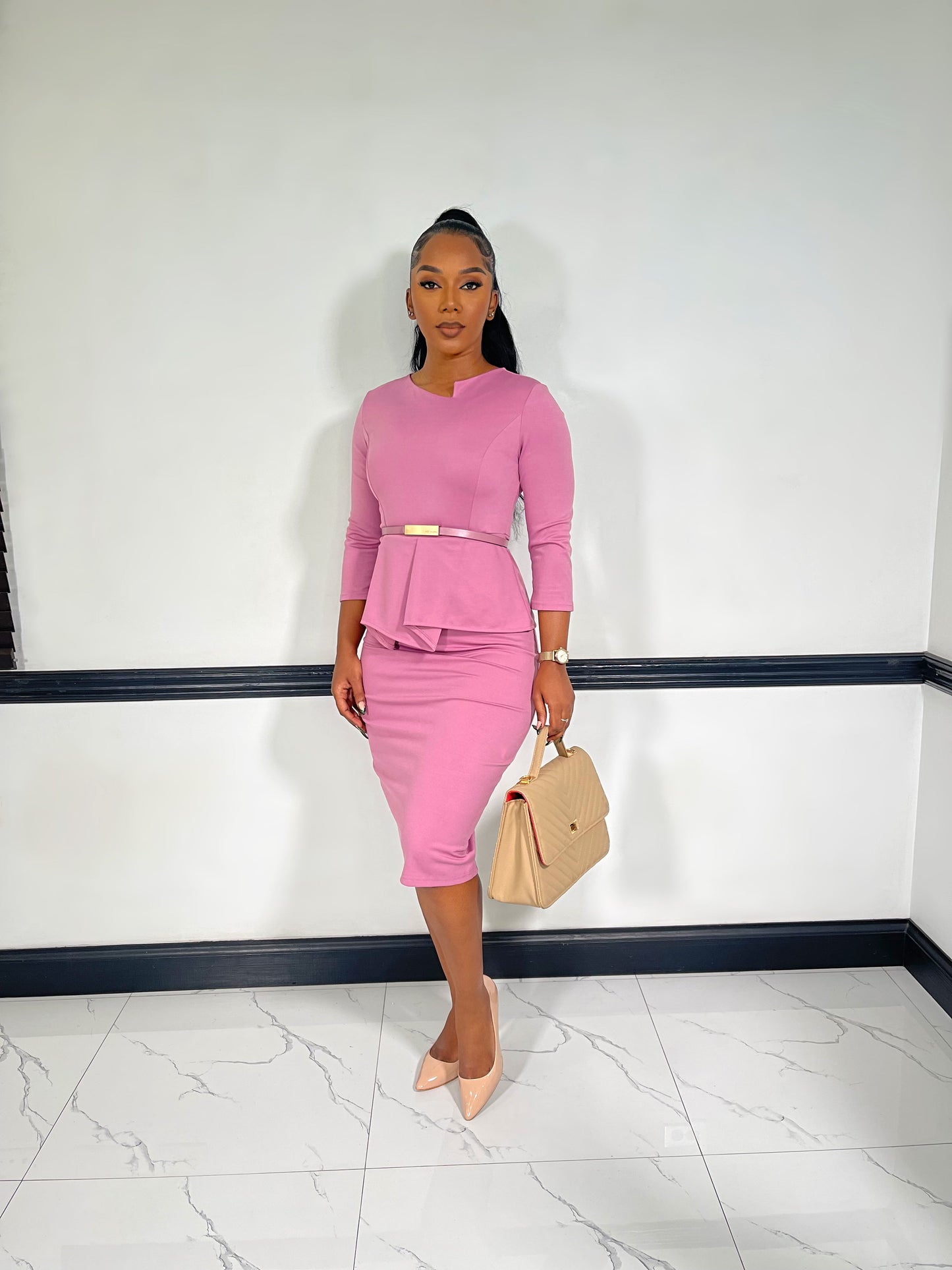 Sophisticated Muse Midi Dress-Light Purple